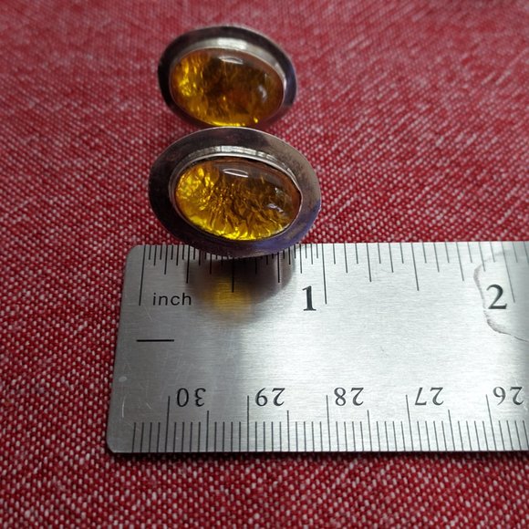 Oval Yellow Sterling .950 earrings - Picture 4 of 4